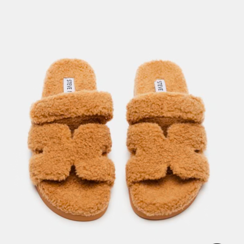 Steve Madden Tan Fuzzy Sandals